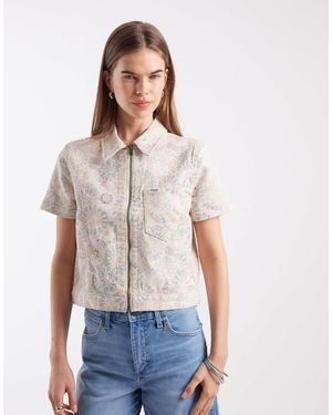 Wrangler – hemdjacke mit blumenmuster - Weiß
