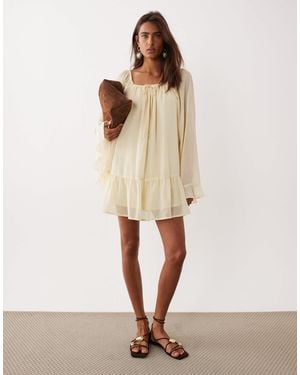 Miss Selfridge Chiffon Mini Dress - Natural