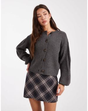 Vero Moda Chunky Rib Round Neck Cardigan - Gray