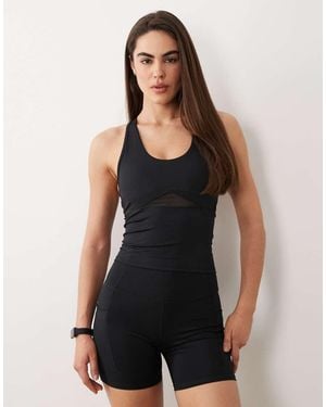 4505 Active Push-up Tank Top With Inner Bra And Mesh Detail - Black