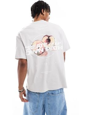 Bershka Peach Back Printed T-shirt - White