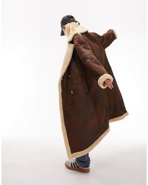 Topshop Unique Long-Line Aviator Coat - Brown