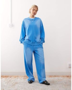 Collusion Washed Low Rise baggy joggers With Logo Patch Co-ord - Blue