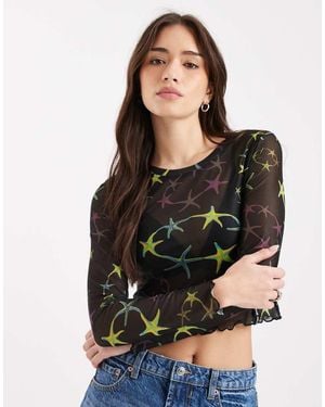 Santa Cruz Long Sleeve Mesh Crop Top - Black