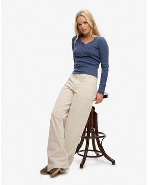 Superdry – weite mini-cordhose - Blau