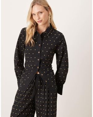 Never Fully Dressed Petite Hotfix Studded Bow Back Shirt - Black