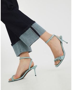 River Island Buckle Detail Heeled Sandal - Blue