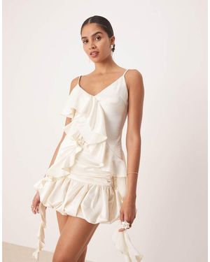 Amy Lynn Asymmetric Ruffle Longline Cami Top Co-Ord - Natural