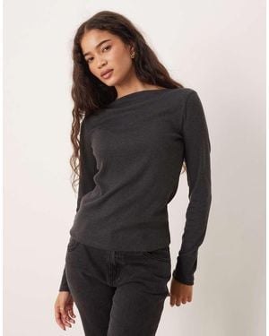 Mango Top Met Boothals En Lange Mouwen - Zwart