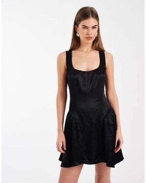 ASOS Satin Square Neck Corset Mini Dress - Black