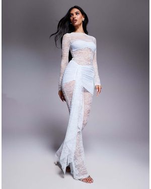 Wanderdoll Exclusive Jamie Lace Drape Detail Jumpsuit - Blue