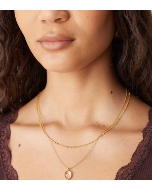 Accessorize Collar De Varias Hileras Con Colgante De Cuarzo Transparente Chapado En Oro De 14 Quilates De La Colección Z De - Neutro