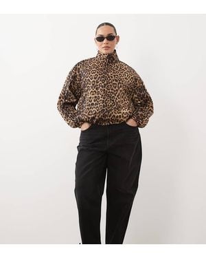 ASOS Asos Design Curve Giacca Sportiva Oversize Con Stampa Leopardata - Multicolore