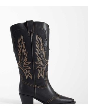 ASOS Curve Celestine Flat Western Knee Boots - Black