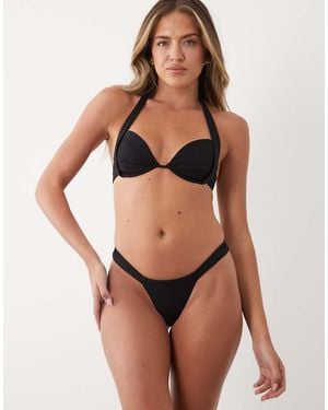 Oh Polly Tanga Thong Bikini Bottoms Co-Ord - Brown