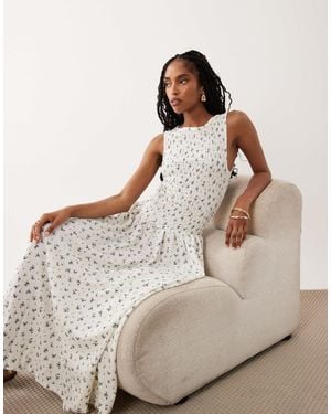 Brave Soul Drop Waist Maxi Racer Dress With Shirred Bodice - Brown