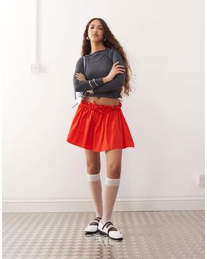 ASOS Poplin Low Rise Micro Mini Skirt - Red