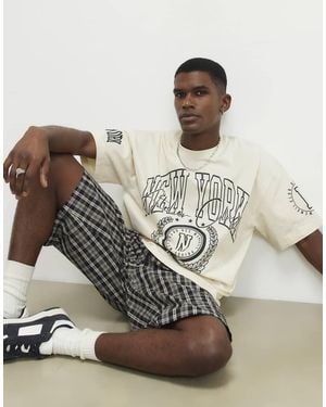 River Island Oversized Fit Cotton New York T-Shirt - Metallic