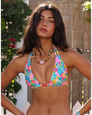 Kulani Kinis Pretty Paradise Halter Bikini Top - Natural