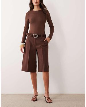 ASOS Wide Leg Clean Bermuda - Brown