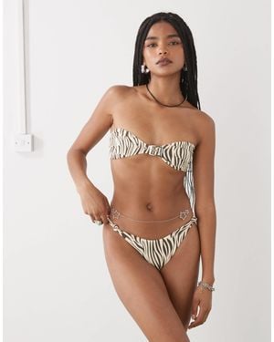 Lioness Claudia Buckle Detail Bandeau Bikini Top Co-ord - Brown