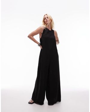 TOPSHOP Mono Largo De Corte Cuadrado De Cupro De - Negro