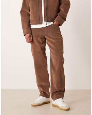 ASOS Suede Look Straight Jeans - Natural