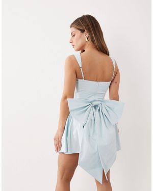 TFNC London Corset Pleated Mini Dress With Bow Back - White