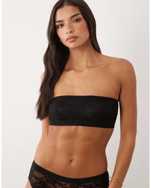 ASOS Morgana Lace Bandeau With Microfibre Edge - Black