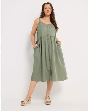Yours Clothing Linen Sundress - Green