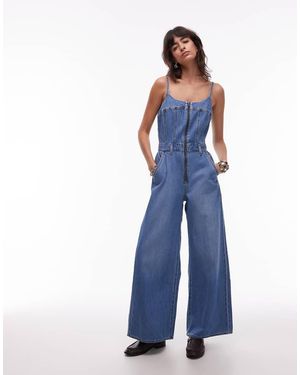 Levi's Mono Vaquero Largo Estilo Corpiño Con Lavado Medio De -Azul
