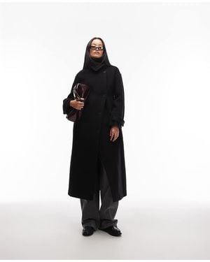ARKET Lange Trenchcoat Van Wolmix Met Riem En Zijsplitten - Zwart