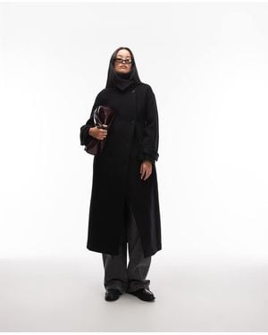 ARKET Wool Maxi Belted Trench Coat With Side Splits - Black