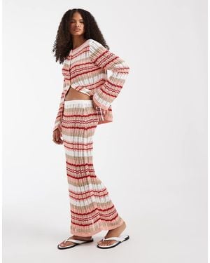 ASOS Knitted Ladder Stitch Maxi Skirt Co-ord - Pink