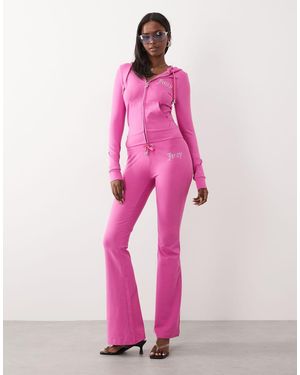 Juicy Couture Diamante Logo Detail Low Rise Flared Trackies - Pink