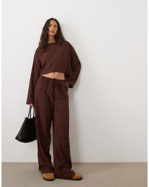 ASOS Broek Van Linnenmix Om Aan Te Trekken Co-Ord - Bruin
