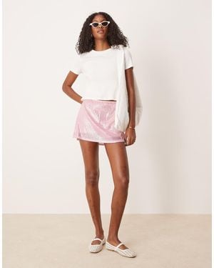 ASOS Minifalda Pantalón Rosa Pastel De Lentejuelas De