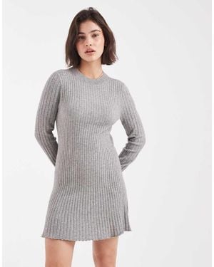 ONLY Knitted Ribbed Mini Dress - Grey