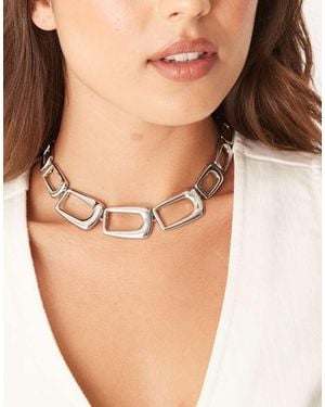 ASOS Short Necklace With Square Chain Links - Natural
