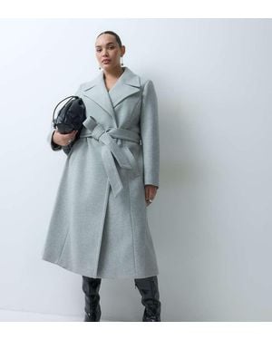 Forever New Wool Feel Belted Structured Coat - Blue