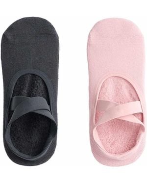 Oysho – 2 paar gepolsterte yoga- und pilates-socken aus baumwollmix - Pink