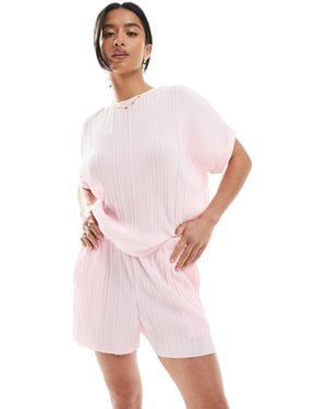 Vero Moda Plisse Short Co-ord - Pink
