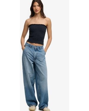 Superdry Smocked Jersey Bandeau - Blue