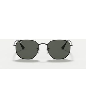 Ray-Ban Gafas De Sol Negras Con Montura Irregular Hexagonal Y Lentes Planas Verdes Polarizadas De - Negro