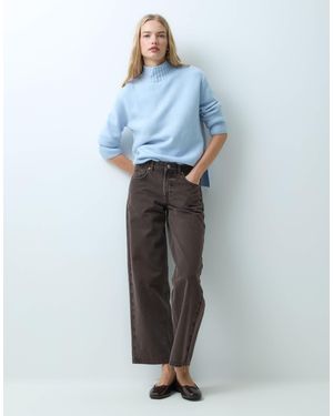 Mango High Neck Knitted Sweater - Blue