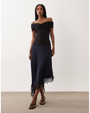 Vila – asymmetrischer minirock aus satin - Blau