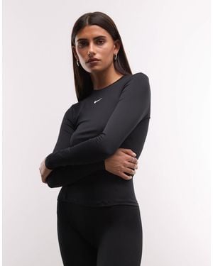 Nike One dri-fit eng anliegendes langarmoberteil - Schwarz