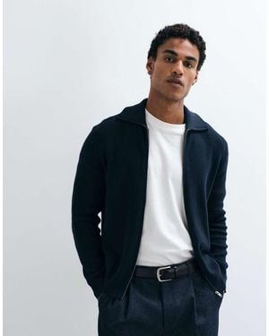 Mango Cardigan Polo Con Zip - Blu
