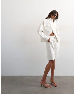 TOPSHOP Denim Barrel Jort - White