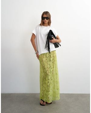 TOPSHOP Embellished Floral Lace Maxi Skirt - Green